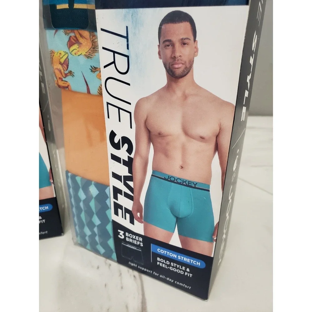 NEW 6 PAIR - 3-pack NEW Jockey True Style Cotton Stretch BOXER BRIEF Size MEDIUM